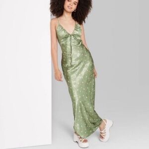 M wild fable green apple floral slip dress NWT